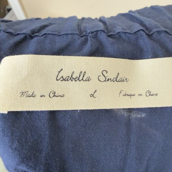 Isabella Sinclair Anthropologie Off-the-Shoulder Cotton Eyelet Top Navy Size L - Picture 15 of 15